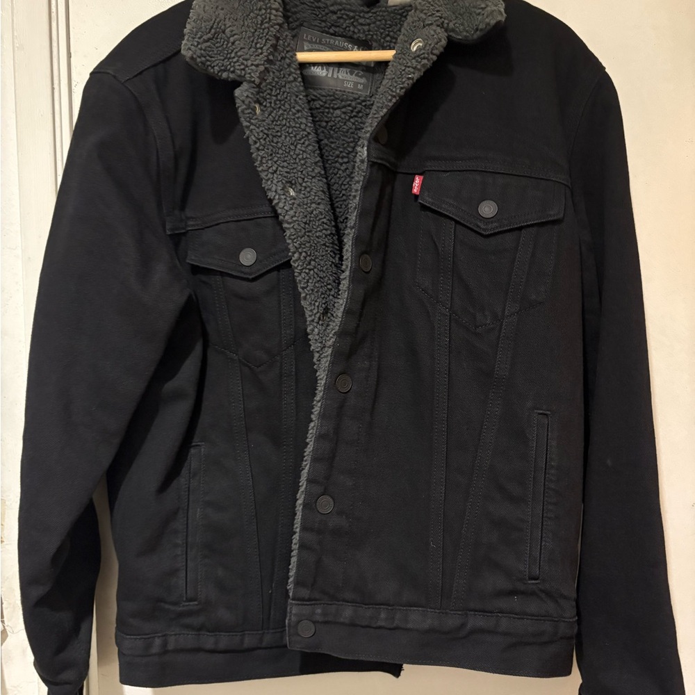 Levi's Black Jacket with Gray Sherpa Lining